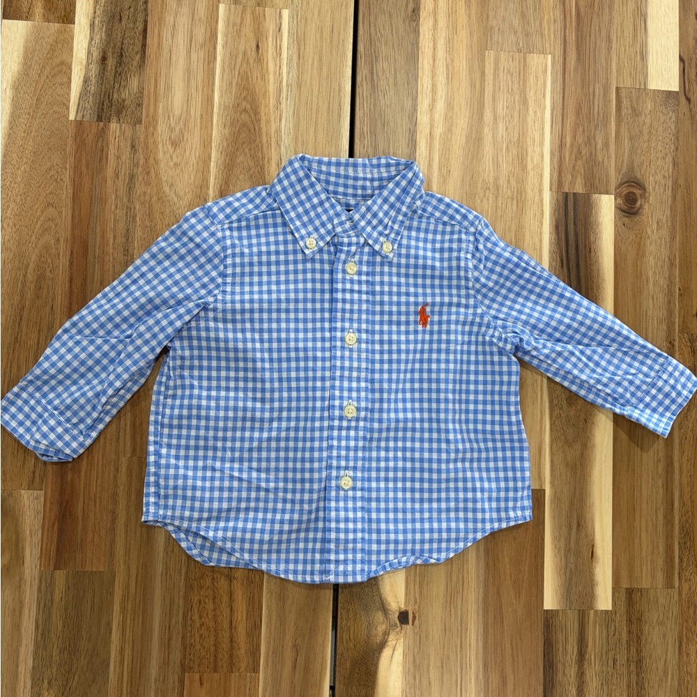 Ralph Lauren Kids Blue Gingham Button Down Shirt